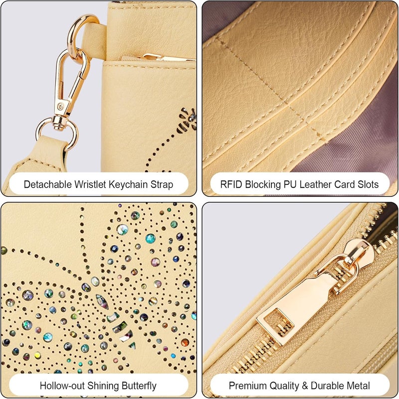 KITEVIUN Wristlet Wallets Clutch Purses for Women, Slim RFID Blocking Cell Phone Wallet Purse with Credit Card Holder - Image 4